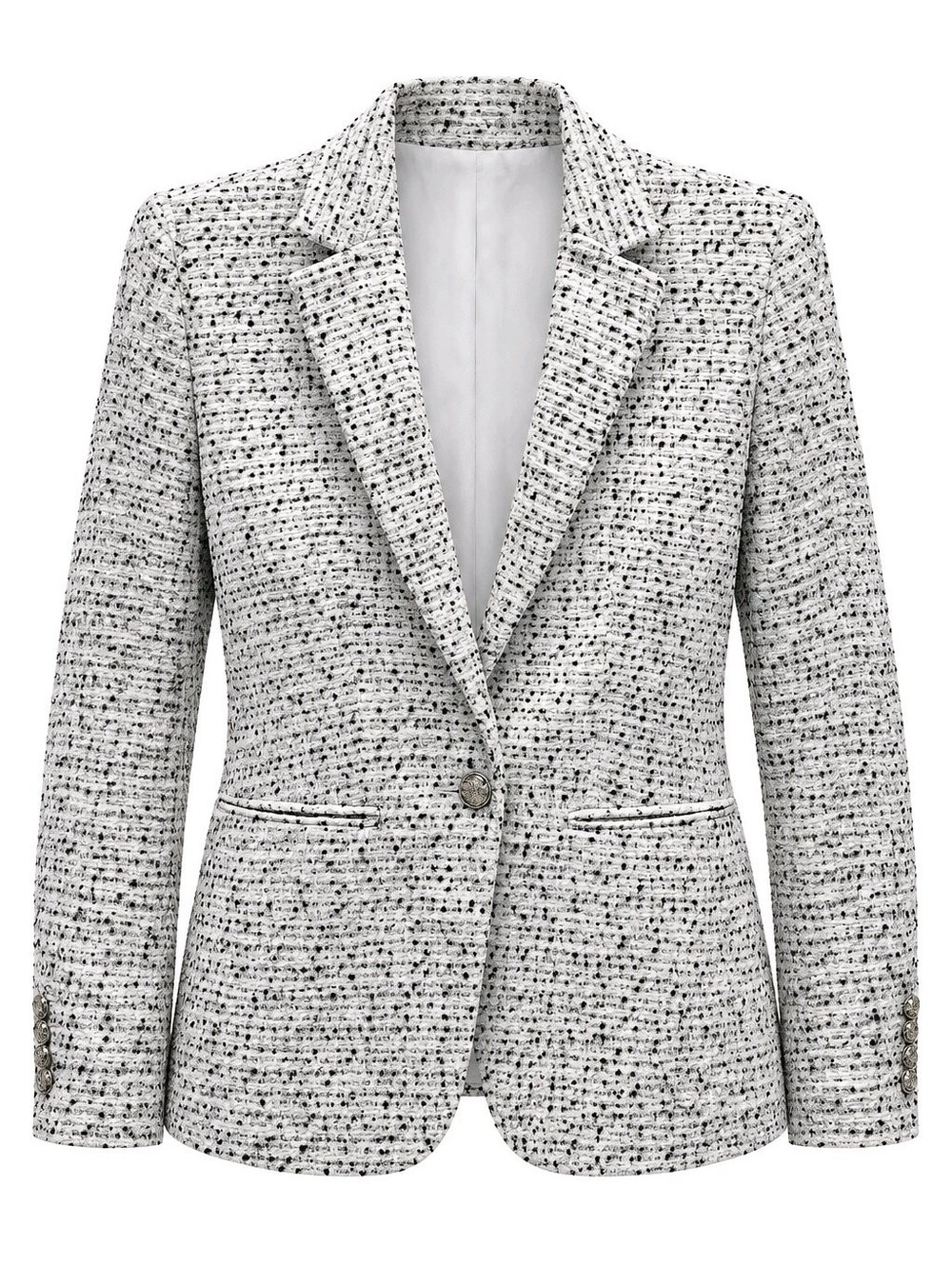 Ann Taylor White Black Tweed Single-Button Blazer Sz 2